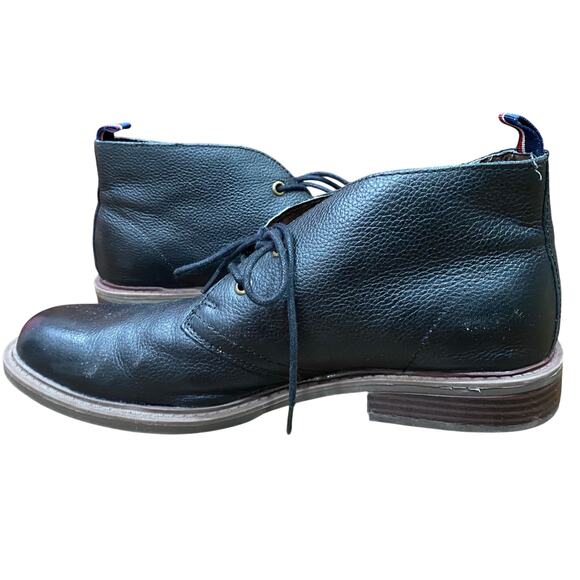 Tommy Hilfiger Chukka Boots Men’s Shoe Size 9 Black Leather Lace Up Ankle Boots - Picture 2 of 12